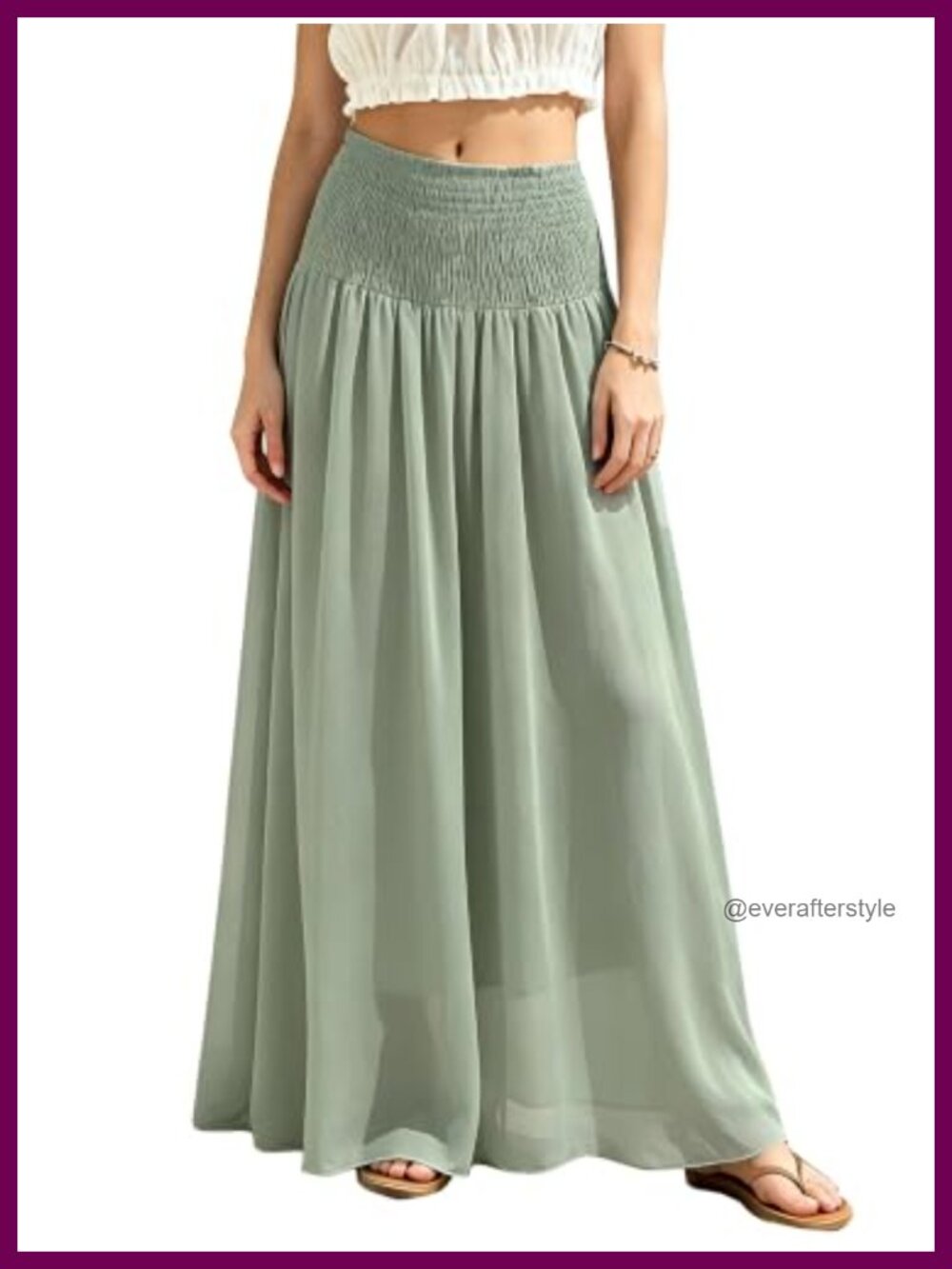 Womens Maxi Skirt Smocked High Waist Flowy Boho Long Skirt Beach Casual